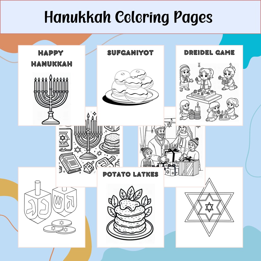 Hanukkah Coloring Pages: Family Activity Printables (PDF) - Etsy