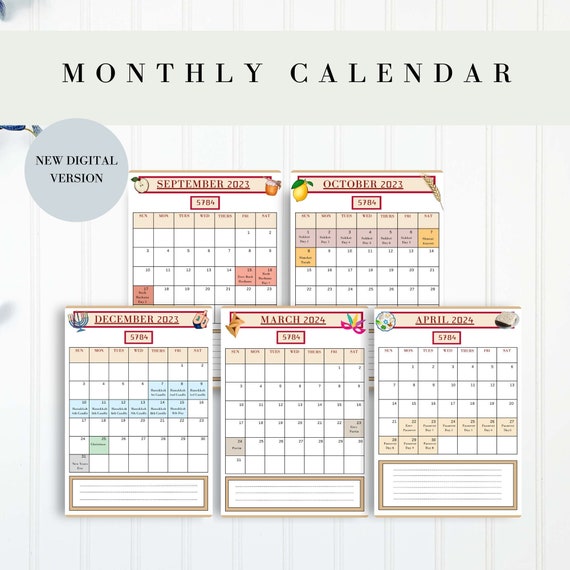 Printable Jewish Holiday Calendar and Planner Rosh Hashanah, Passover, Hanukkah and More Menu and Guest Planners Sample Menus Included - Etsy