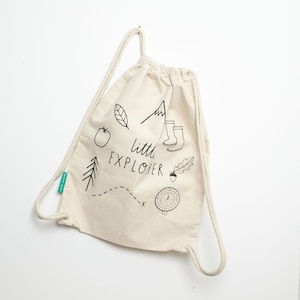 Little Explorer Kids Kit Bag - Dessin dessiné à la main sérigraphié sur coton biologique
