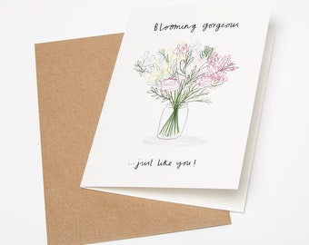 Blooming Gorgeous! NEW Greetings card with a yellow envelope - 100% planet-friendly materials