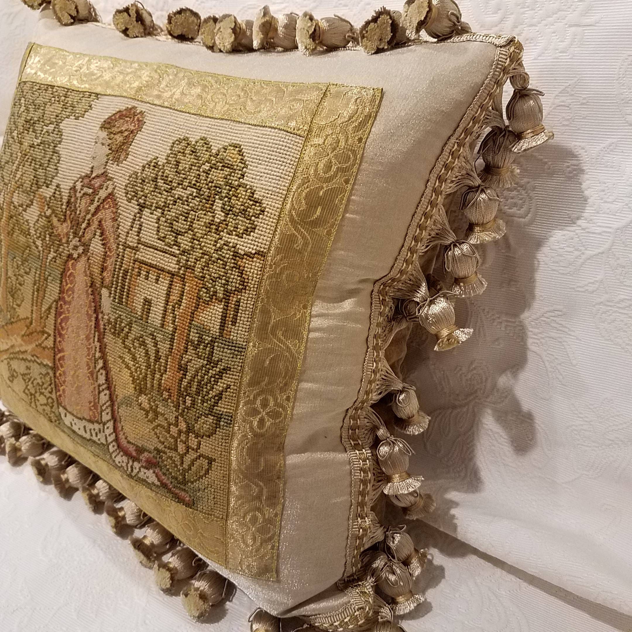 2 Antique Needlepoint Tapestry Pillows Medieval Renaissance Etsy