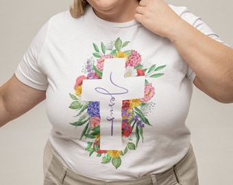 Jesus Cross Bouquet Inspirational Christian Quote Unisex Softstyle T-Shirt