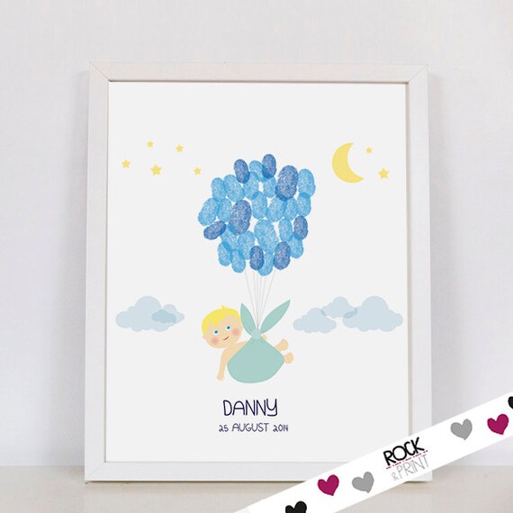 Baby Shower Guest Book Newborn Fingerprint Printable Pdf