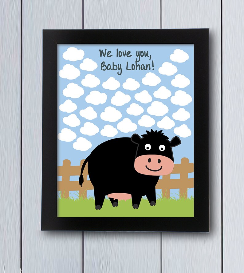 Cow Farm Sign In Board Printable Pdf Baby Shower Themed Image 0