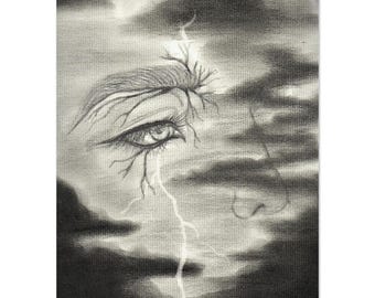 Charcoal Eye Lightning Print | Dark Storm Wall Art