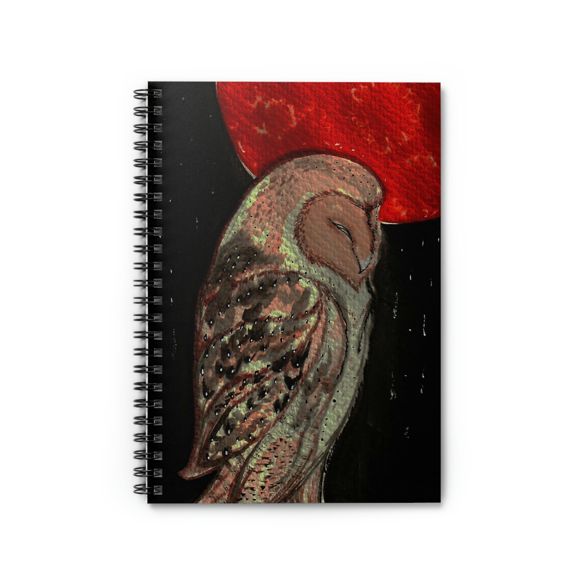 Watercolor Owl Notebook: Harvest Moon Art, Ruled Pages