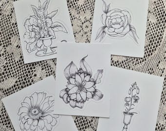 Unique Flower Vinyl Die Cut Stickers | Botanical Floral Decals | Nature Sticker | Cottagecore Plant Art | Journal & Water Bottle Sticker