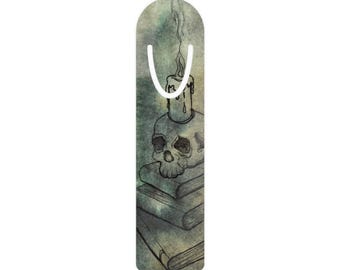 Skull and Candle Bookmark | Gothic Bookish Illustration