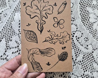 Hand Painted Botanical Greeting Card, Pacific Northwest Foliage Art, Blank Nature Card