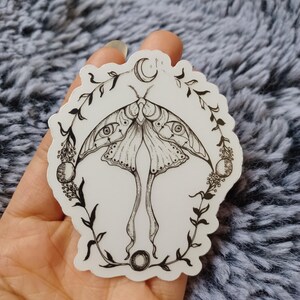 Lunar Moth Mondphase sterben Schnitt Aufkleber - wunderliche Floral Line Art für Handwerk und Notizbücher