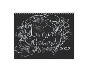 2027 Wall Calendar, Flora & Fauna Art Calendar, Moon Phase Calendar, Nature Wall Decor, Botanical Calendar, Positive Affirmations