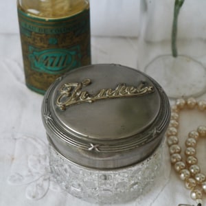 Vintage Cut Glass Trinket Pot with Decorative lid