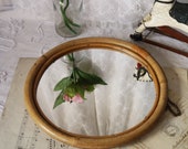 Small Round Bamboo Wall Mirror