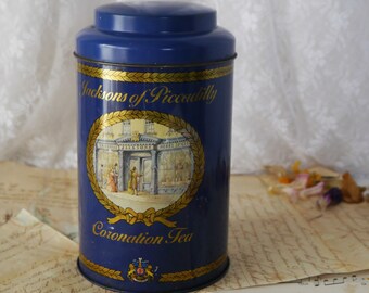 Vintage Jackson of Piccadilly Early Grey Tea Tin Ltd Made by Robert Jackson /& Co London in the 1960s