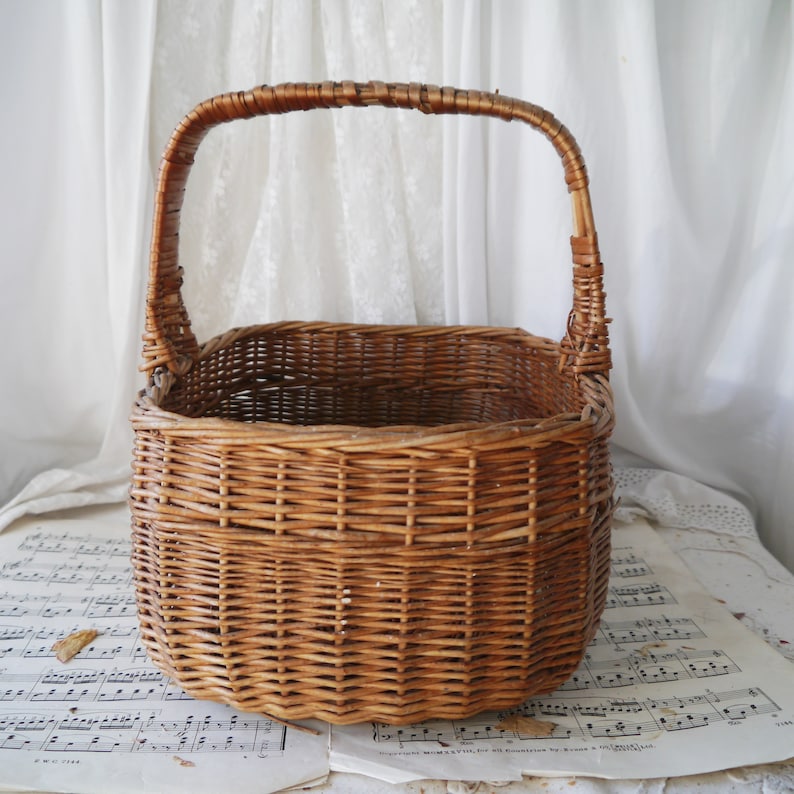 Vintage Wicker Shopping Basket Etsy