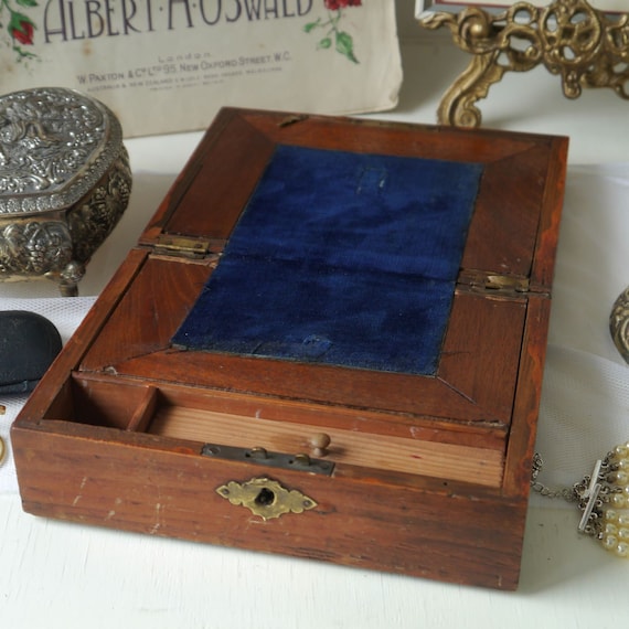 Beautiful Antique Writing Slope, Vintage Inlaid Writing Box, Antique Travel Writing Desk, Small Portable Writing Slope
