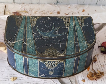 Art Deco Blue Bird Toffee Tin