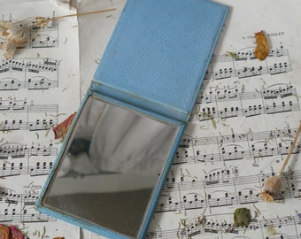 Vintage Leatherette Folding Travel Mirror