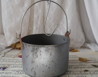 Vintage Galvanished Paint Bucket with Hanging Hook