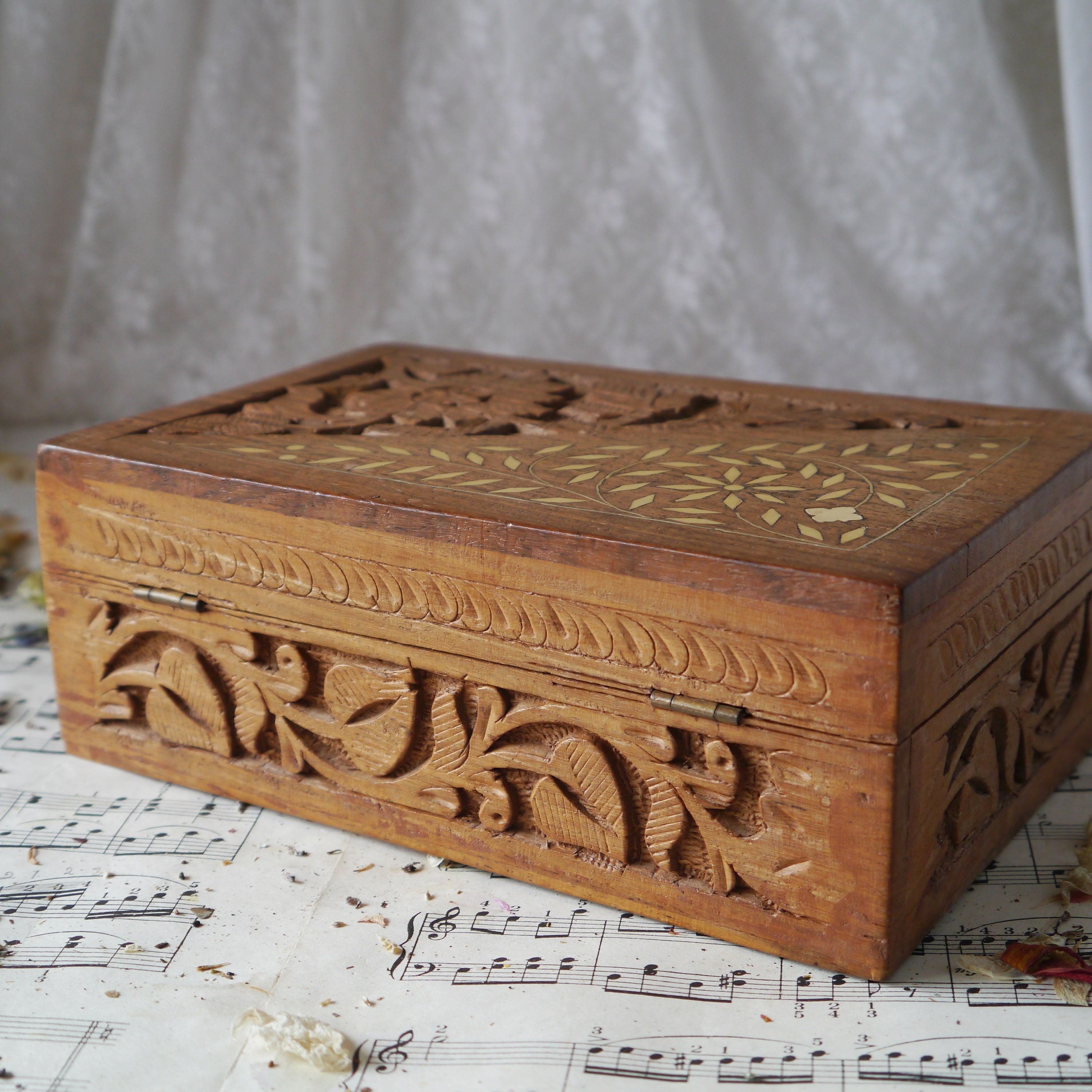 シェル レトロ木箱 『SHELL』Vintage wooden box Vintage Wooden Box Metal Lined Watertight Hinged Lid Rustic