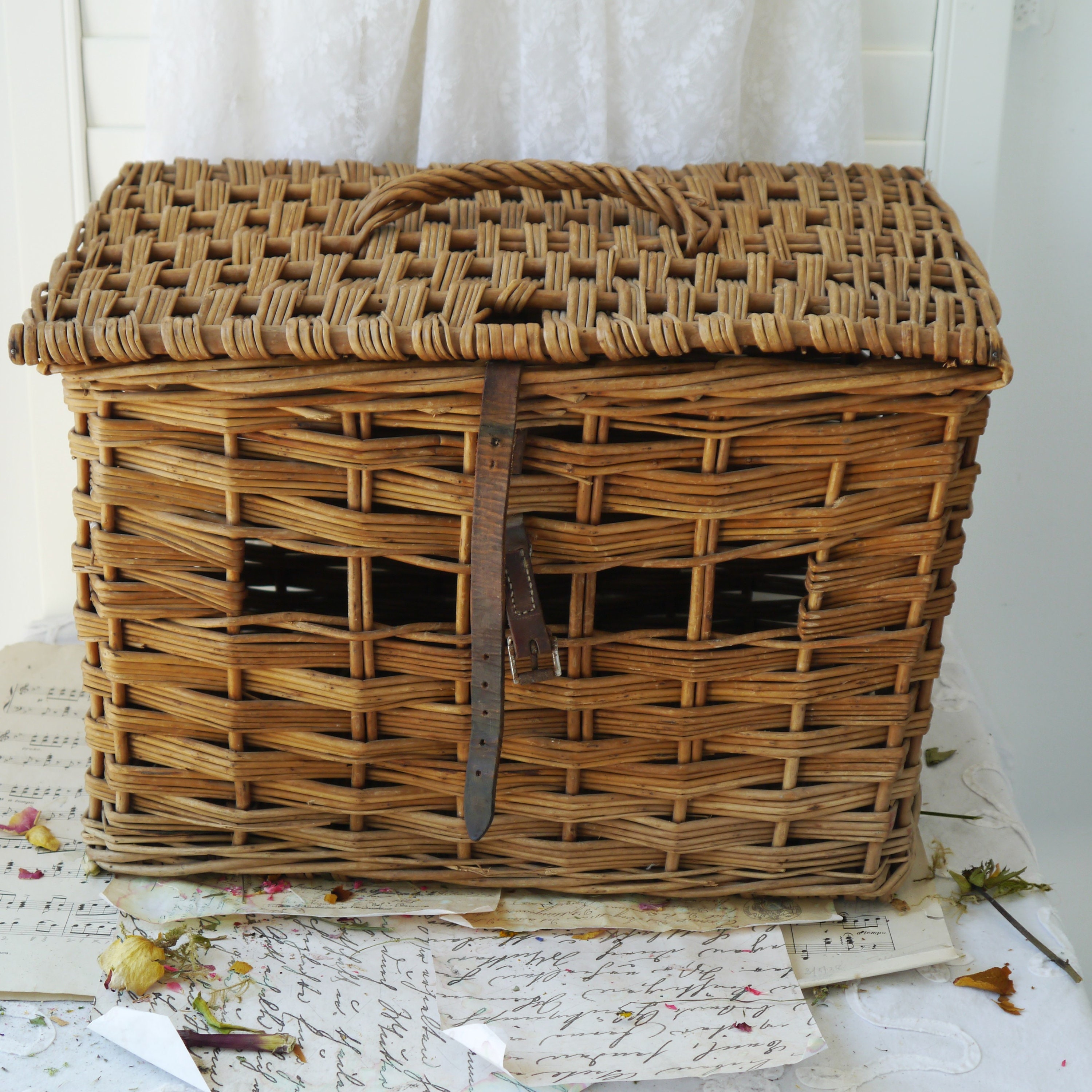 Cesta de pesca de mimbre vintage Etsy