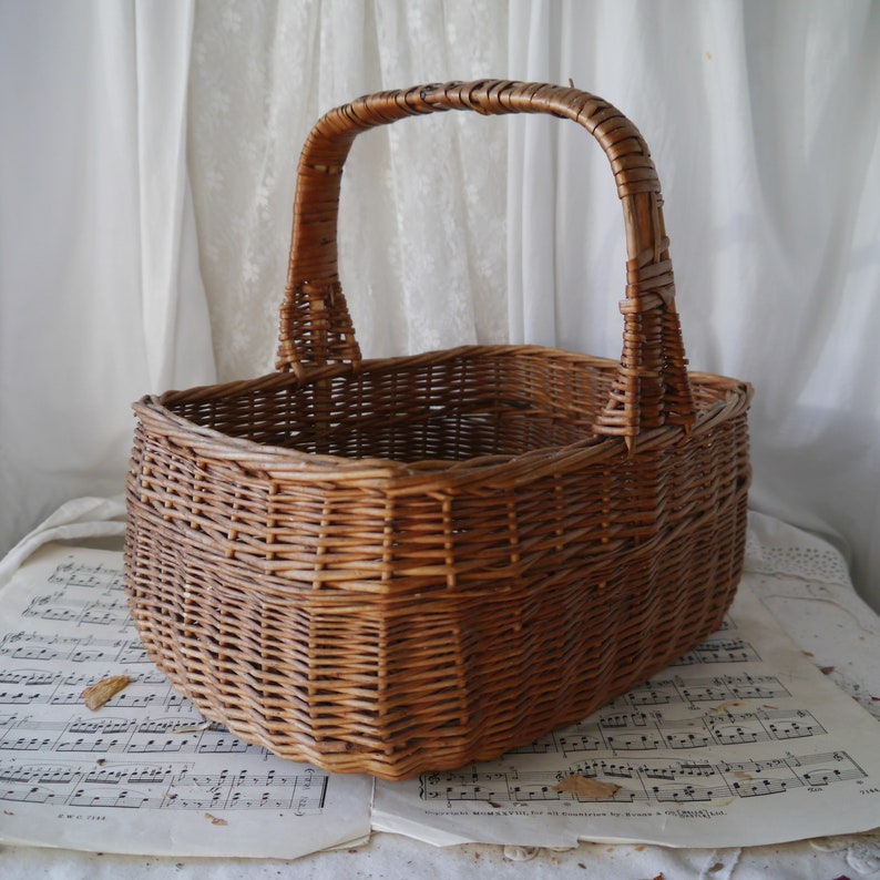 Vintage Wicker Shopping Basket Etsy