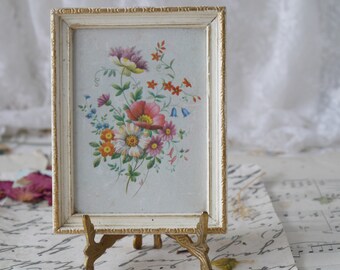 Miniature Vintage Framed Flower Print