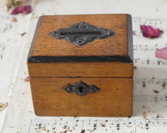 Small Antique Wooden Money Box