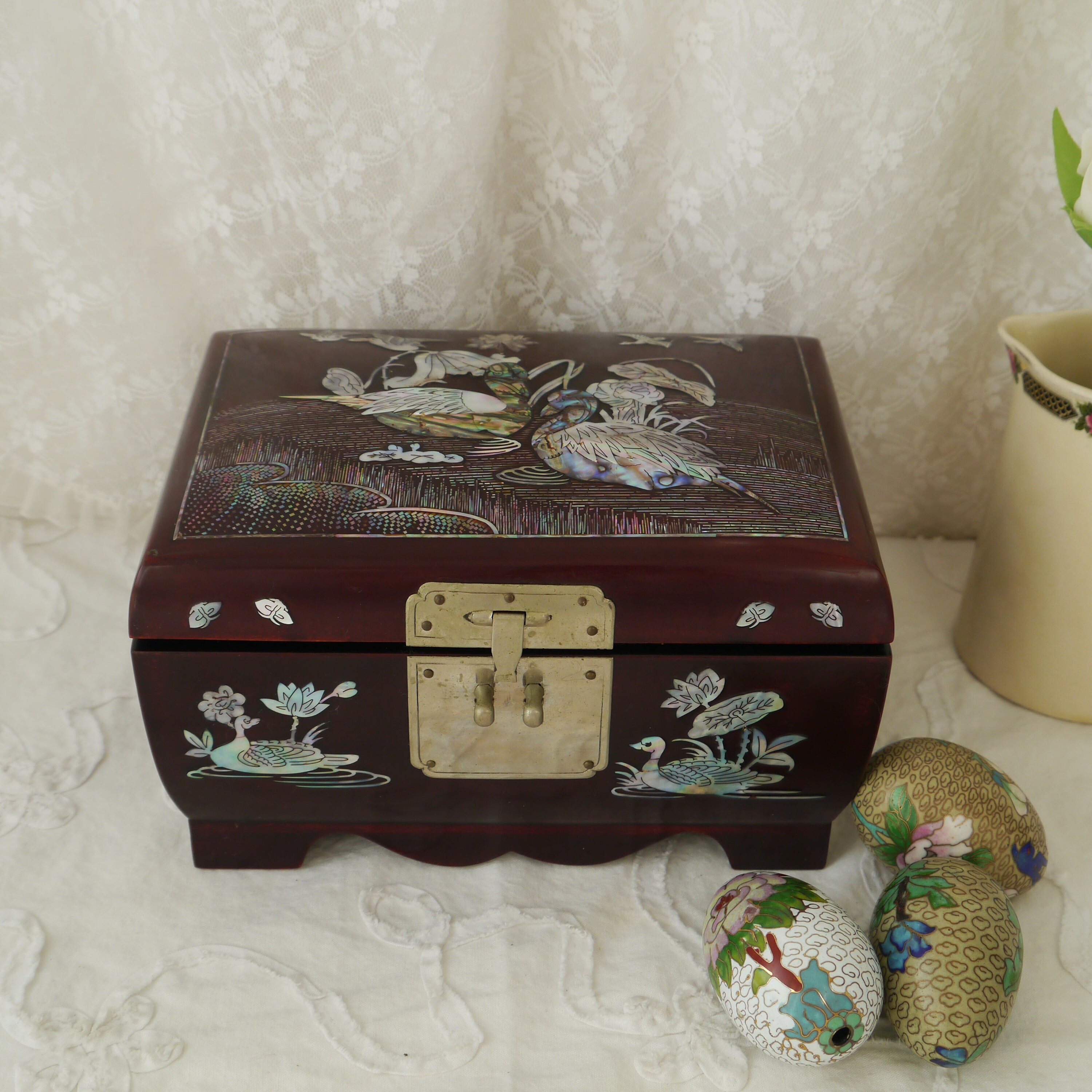 Oriental Jewellery Box with Mother of Pearl Decoration Etsy
