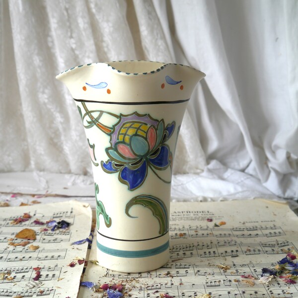 Vintage Floral Ceramic Wall Pocket