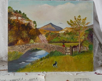 Naive Vintage Painting of Llanberis Pass