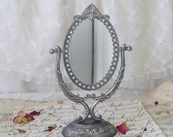 Grey Metal Swing Mirror on Stand