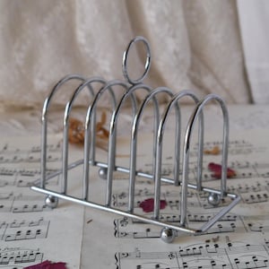 Vintage Footed Stainless Steel Toast Rack