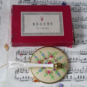 Small Vintage Hand Mirror with Painted Flowers