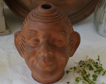 Vintage Terracotta Growing Pot Cress Head