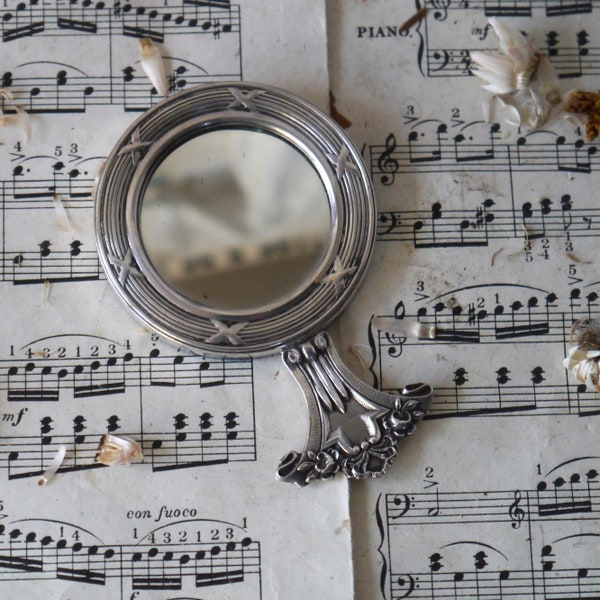 Mini Vintage Silverplate Hand Mirror