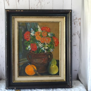 Vintage Belgium Flower and Fruit Painting
