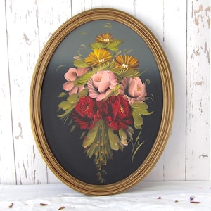 Vintage Abstract Floral Oil Painting Signed