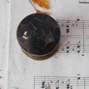 Antique Snuff Box Brass and Shell