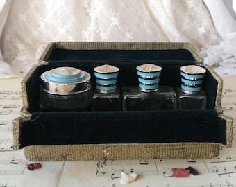 Vintage Vanity Case with Bottle and Jars