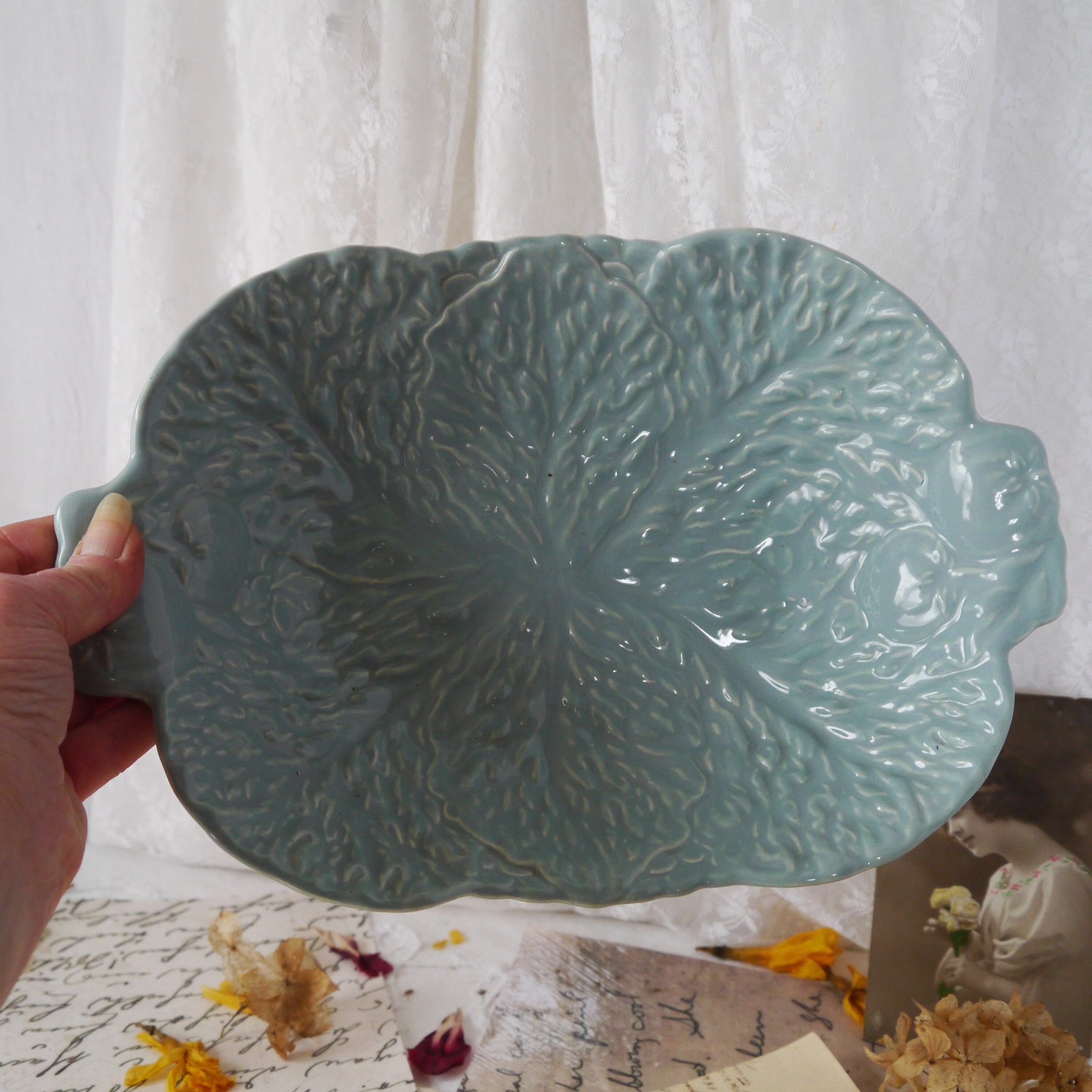 Vintage Ceramic Bowl Lettuce leaves and Fruit Etsy