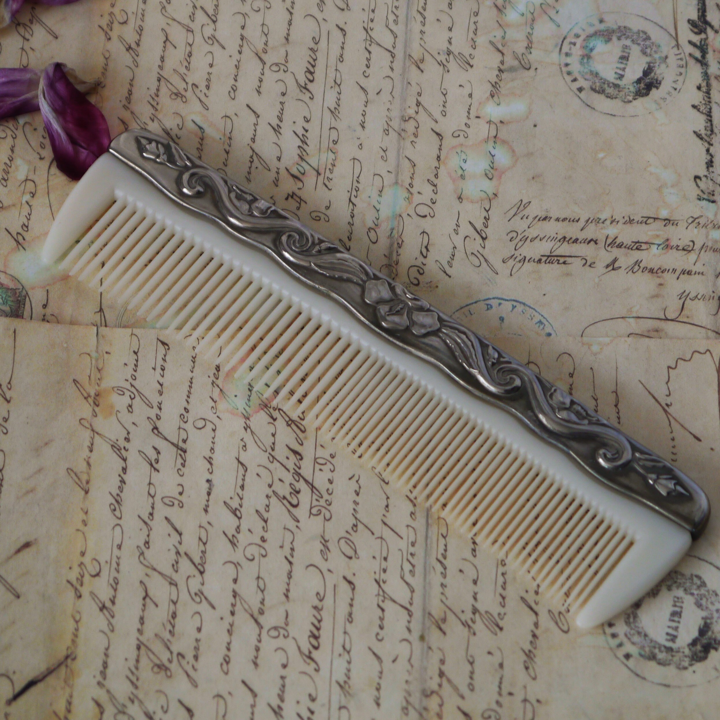 Ornate Vintage Silverplate Hand Mirror Brush and Comb Set Etsy