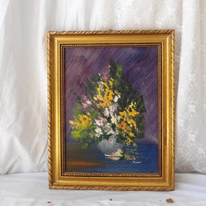 Abstract Vintage Floral Oil Painting