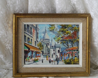 Small Vintage Street Scene Oil Painting