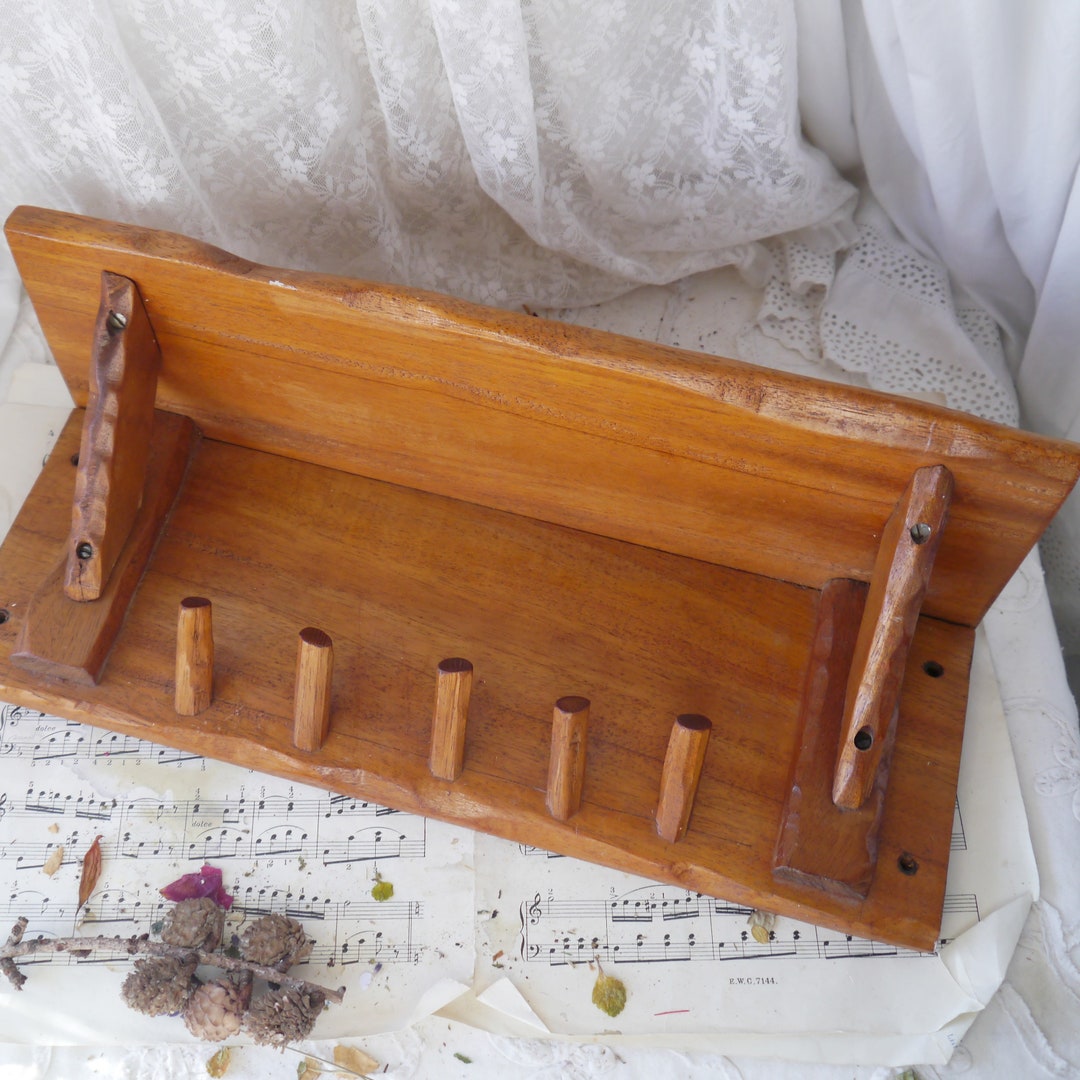 Vintage Wooden Wall Shelf With Hanging Pegs Etsy