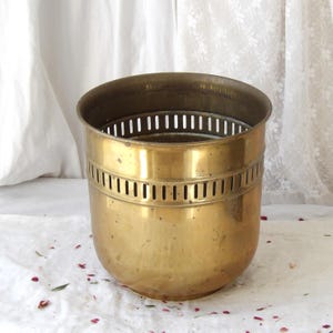 Large Round Vintage Brass Planter