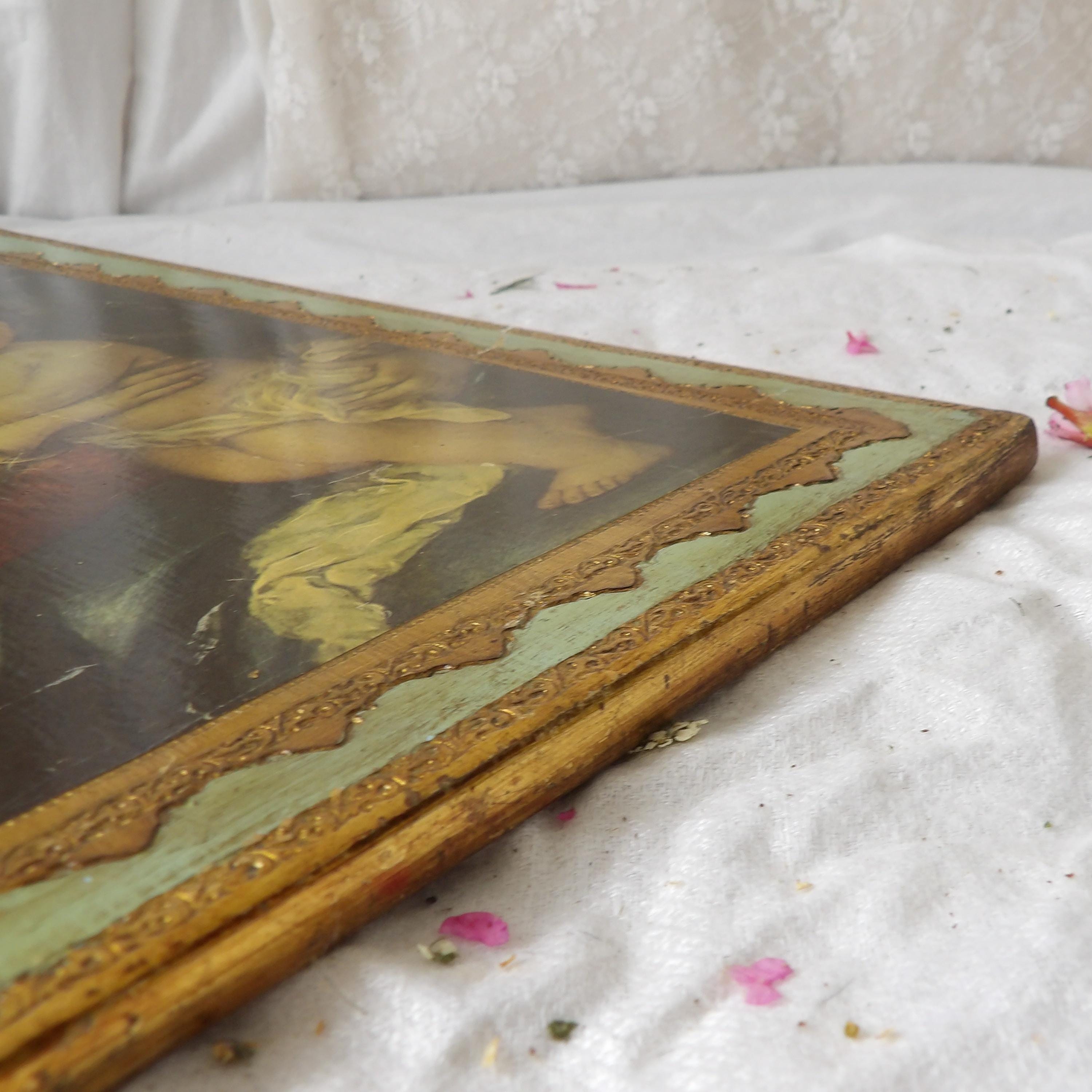 Vintage Florentine Madonna and Child Print on Wood - Etsy