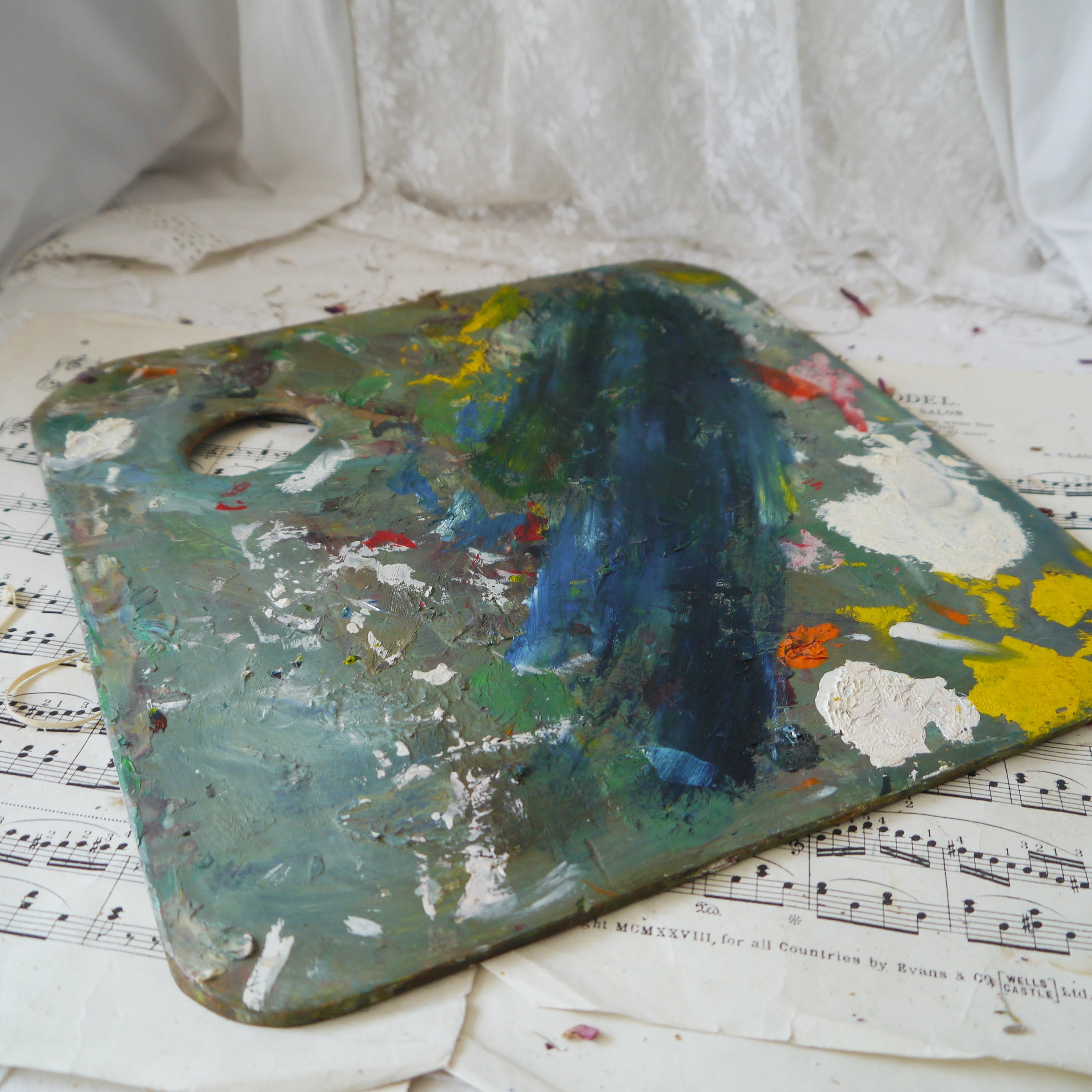 ARTIST'S PAINTING PALETTE used, wooden pallet painter's .. oil