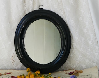 Black Antique Oval Wall Mirror