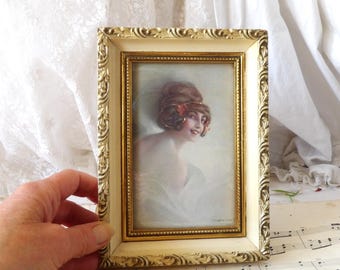 額入りヴィンテージ刺繍ローズ絵画 - Etsy 日本